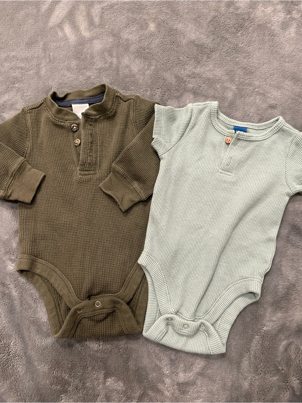 Old Navy Waffle Knit Bodysuit Duo - Olive & Sage